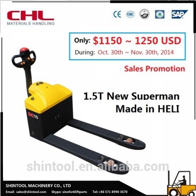 New Mall Superman Made In HELI With 1.5 Ton Small Electric Pallet Truck For Selling